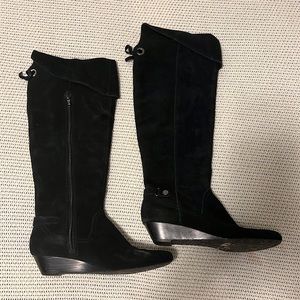Anne Klein Akari Black Suede Leather Boots 7.5